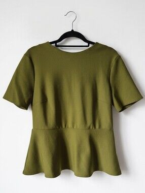 H&M Olive Green Peplum Top - Women's Size Large